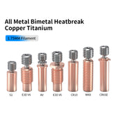 3D Printer Accessories 5 kinds of Bi-Metal Heatbreak Smooth Titanium Alloy Copper Plated Throat: Compatible with E3DV6 MK8 Anycubi Vyperr KobraMax Sidewinde X1 X2 Hotend
